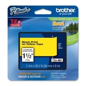 Cinta Brother Tze661 Texto Negro Sobre Fondo Amarillo 36Mm X 8Mts. Laminada - TZE661