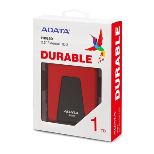 Disco Duro Externo Adata Hd650 2.5p 1Tb Usb 3.0 Windows/Mac/Linux Rojo – AHD650-1TU31-CRD