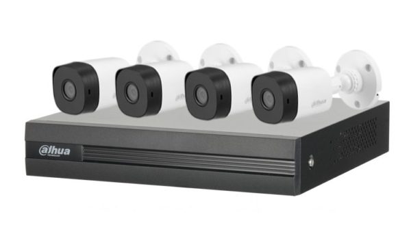 Kit DAHUA DVR XVR1A04-I - 4 Canales - 4 Cámaras B1A21 - 3.6mm - IR 20M - 4 Cables Siamés - Fuente de poder para 4 Cámaras - KIT/XVR1A04-I/4-B1A21N-0360B