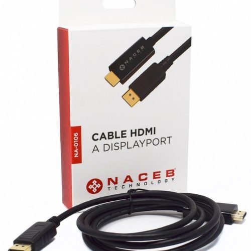 Adaptador HDMI a DisplayPort Naceb NA-0106 – 1.8m – Negro – NA-0106