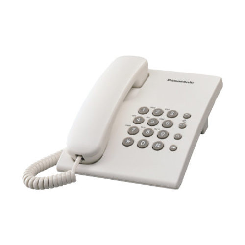 Teléfono Panasonic KX-TS500 – Alámbrico – Básico – Sin Memorias – Blanco – KX-TS500MEW