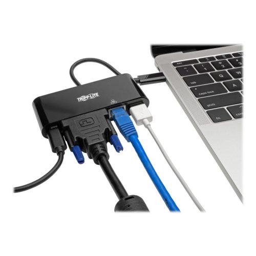 Adaptador Multipuerto Tripp Lite – USB-C / DVI / USB-A / Gigabit – Negro – U444-06N-DGUB-C