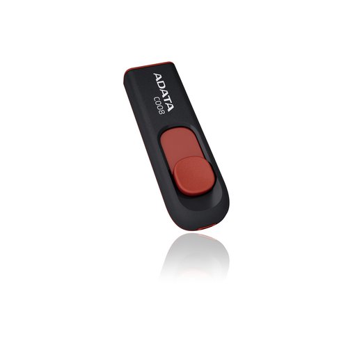 Memoria USB ADATA C008 – 16GB – USB 2.0 – Negro/Rojo – AC008-16G-RKD