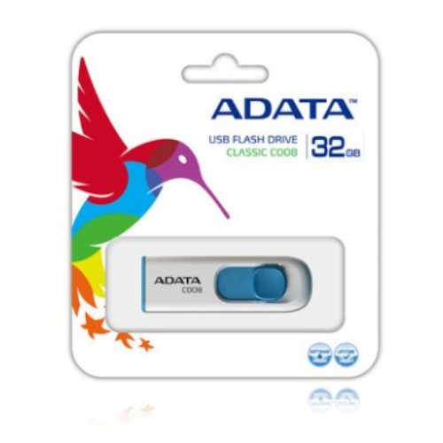 Memoria USB ADATA C008 – 32GB – USB 2.0 – Blanco/Azul – AC008-32G-RWE