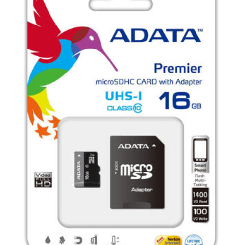 Memoria MicroSDHC ADATA – 16GB – Clase 10 – UHS-I – C/Adaptador – AUSDH16GUICL10-RA1