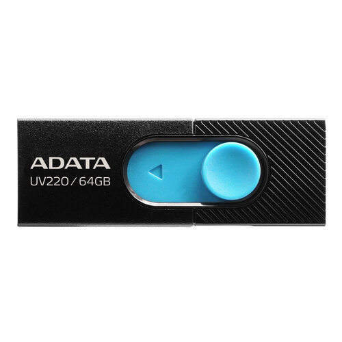Memoria USB ADATA UV220 – 64GB – USB2.0 – Negro/Azul – AUV220-64G-RBKBL