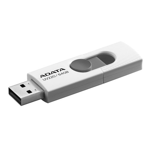 Memoria USB ADATA UV220 – 64GB – USB 2.0 – Blanco/Gris – AUV220-64G-RWHGY