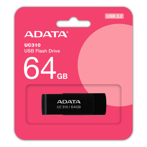 Memoria USB ADATA UC310 – 64GB – USB 3.2 – Negro – UC310-64G-RBK