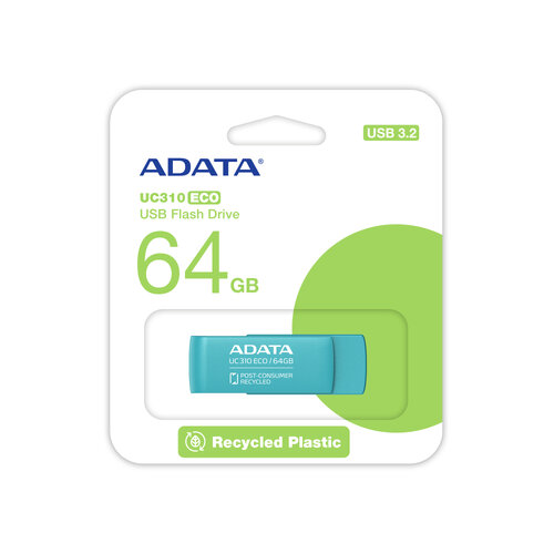 Memoria USB ADATA UC310 ECO – 64GB – USB 3.2 – Verde – UC310E-64G-RGN