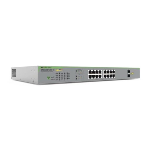Switch Allied Telesis WebSmart – 16 Puertos – Gigabit – PoE – 2 SFP – AT-GS950/18PS-V2-10