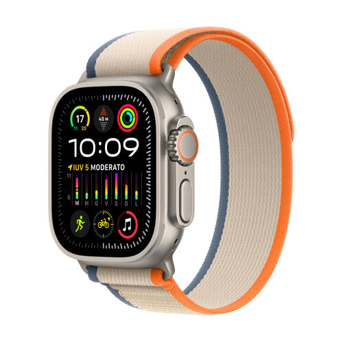 Apple Watch Ultra 2 OLED – 49mm – GPS – Celular – Titanio – Banda Naranja con Beige – MRF13LZ/A