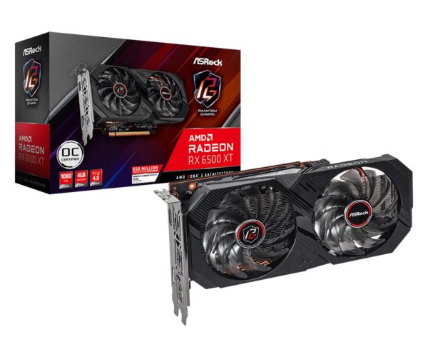Tarjeta de Video ASRock AMD Radeon RX 6500 XT Phantom Gaming D OC - 4GB - 64-bit - PCI-E 4.0 - GDDR6 - HDMI - DisplayPort - RX6500XT PGD 4GO