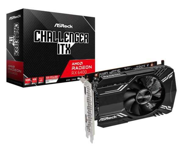Tarjeta de Video ASRock AMD Radeon RX 6400 Challenger ITX - 4GB - 64-bit - PCI-E 4.0 - GDDR6 - HDMI - DisplayPort - RX 6400 CHALLENGER ITX