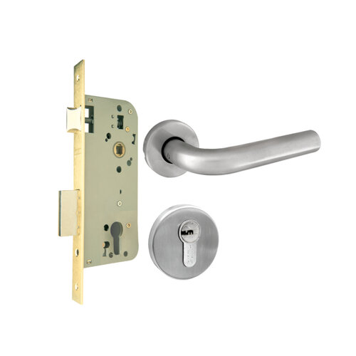 Kit de Manija ASSA ABLOY 85208 – Puertas 35 a 45 mm – Manija Vector Doble Roseta – Mecanismo 4030 – Cilindro Mecánico – 85208