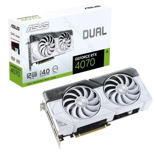 Tarjeta de Video ASUS Dual GeForce RTX 4070 White OC Edition – 12GB – 192-bit – PCI-E 4.0 – GDDR6X – HDMI – DisplayPort – DUAL-RTX4070-12G-WHITE