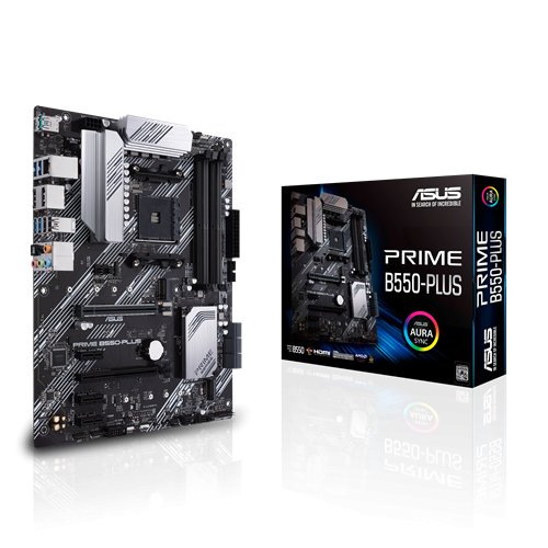 Tarjeta Madre ASUS PRIME B550-PLUS – Socket AM4 – 4x DDR4 – 2133/3200/4400(O.C)MHz – HDMI – DisplayPort – USB 2.0/3.2 – ATX – PRIME B550-PLUS