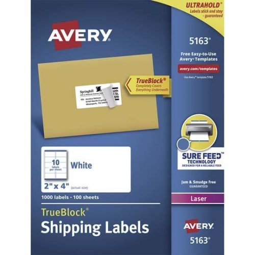 Etiquetas Avery 05163 – 2″ x 4″ – Para Impresión Láser – 1,000 Etiquetas – 05163