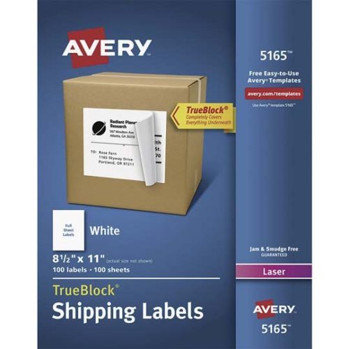 Etiquetas Avery 05165 – 8 1/2″ x 11″ – Para Impresión Láser – 100 Etiquetas – 05165