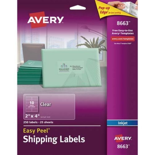 Etiquetas Avery 8663 – 2″ x 4″ – Para Impresión Inkjet – 250 Etiquetas – 8663