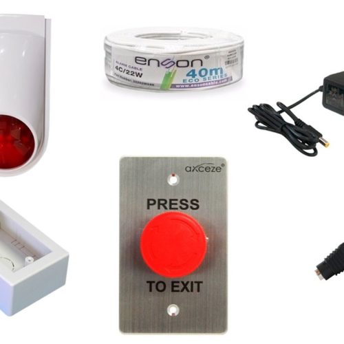 Kit de Botón de Pánico Axceze – Botón de Emergencia AX-L60 – Estrobo PAM-SL500 – Fuente – Cable – Conector – Caja – KIT DE BOTON DE PANICO SENCILLO