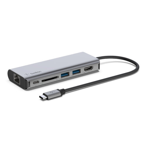 HUB USB Belkin AVC008btSGY – USB-C a HDMI / Lector SD / Ethernet / 2 USB 3.0 / USB-C PD – AVC008btSGY
