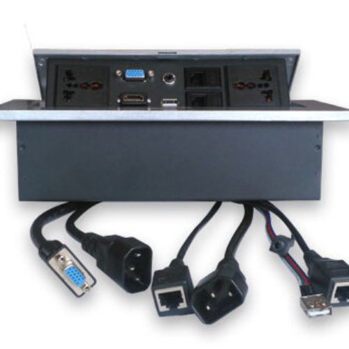 Caja para Mesa con Adaptadores para Proyector BRobotix 005514 – Plata – 005514
