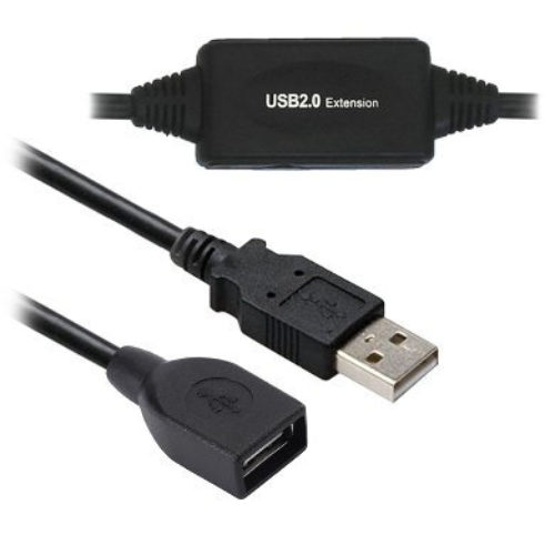 Extensión BRobotix 150156 – USB 2.0 – Macho/Hembra – 20 Mts – Negro – 150156
