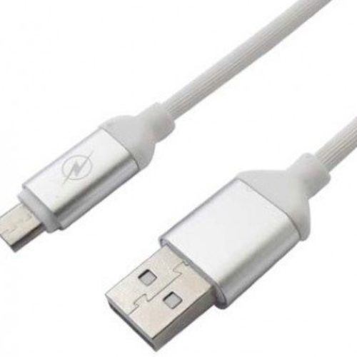 Cable USB BRobotix 161208B – USB a Micro USB – 1.2 M – Texturizado – Blanco – 161208B