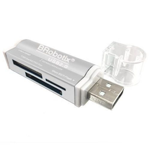 Lector de Tarjetas SD BRobotix – USB 2.0 – Plata – 180420P