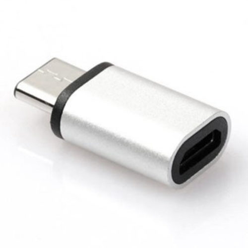 Adaptador BRobotix 235694 – USB Tipo-C Macho a Micro USB Hembra – Plata – 235694
