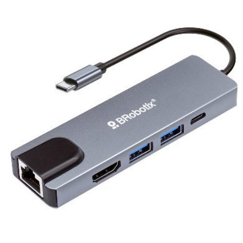 Docking Station BRobotix 6000694 – USB -C a HDMI/ 2x USB 3.0/ USB-C/ RJ45 Gigabit – 6000694