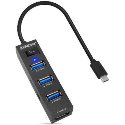 Hub USB BRobotix 6001189 – USB-C – 4 Puertos USB 3.0 – Con Switch – 6001189