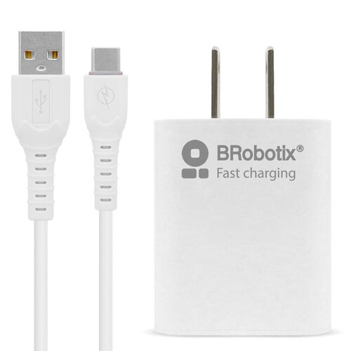 Combo Carga Rápida BRobotix 6001318 – Cargador USB – 3.0 – Cable USB-C – Blanco – 6001318