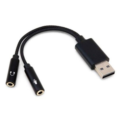 Adaptador BRobotix 6001424 – 2x 3.5mm a USB – Negro – 6001424