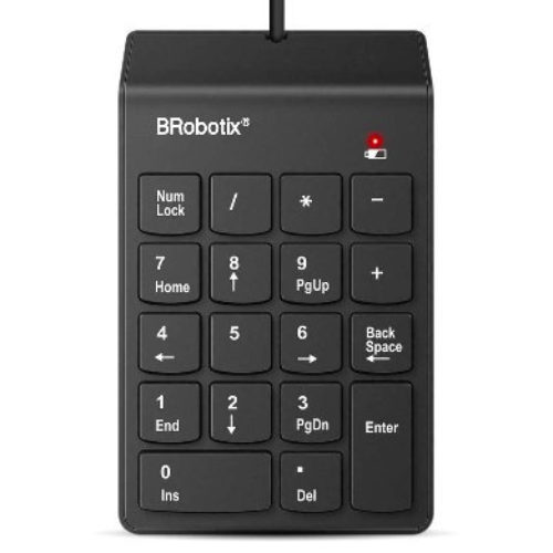 Teclado Numérico BRobotix 963234 – USB – Inclinación de 15º – Negro – 963234