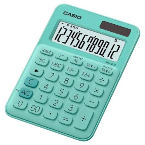 Calculadora Básica CASIO MS-20UC-GN-S-EC – 12 Digitos – Verde – MS-20UC-GN-S-EC