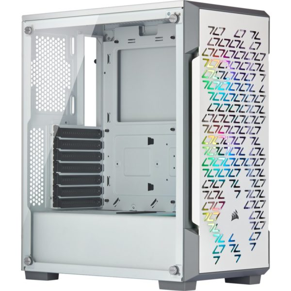 Gabinete Corsair iCUE 220T RGB Airflow - Media Torre - ATX/M-ATX/M-ITX - 3 Ventiladores - Panel Lateral - Blanco - CC-9011174-WW
