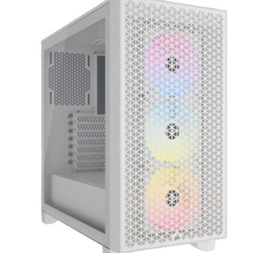 Gabinete Gamer Corsair 3000D RGB AIRFLOW – Media Torre – ATX – 3 Ventiladores – Panel Lateral – Blanco – CC-9011256-WW
