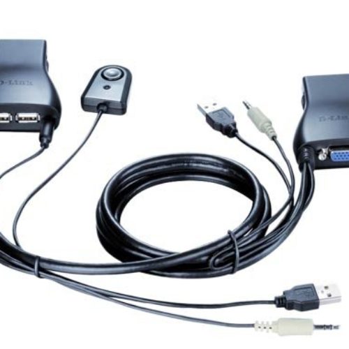 Cable KVM D-Link KVM-222 – 2 Puertos – USB – Set Cables Audio – KVM-222