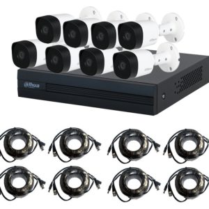 Kit de Vigilancia Dahua - 8 Canales - 8 Cámaras HDCVI - 8 Rollos Siamés - Fuente de Poder - DH-KIT/XVR1B08-I/8-B2A21N-0360B