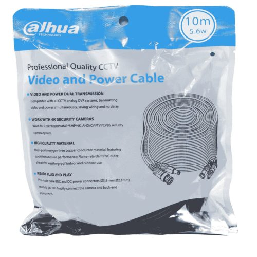 Cable Dahua DH-PFM942I-10-5 – BNC – 10M – Para Video y Energía – Exterior e Interior – DH-PFM942I-10-5