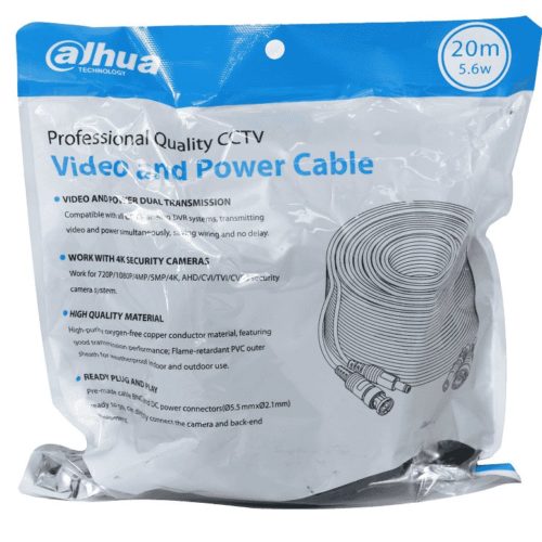 Cable Dahua DH-PFM942I-20-5 – BNC – 20M – Para Video y Energía – Exterior e Interior – DH-PFM942I-20-5