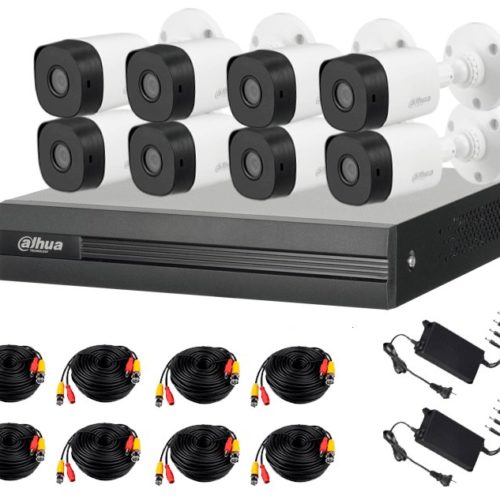 Kit de Vigilancia Dahua DHT0260002 – DVR – 8 Canales – 8 Cámaras B1A21 – Bala – Fuente de alimentación – Accesorios – DHT0260002