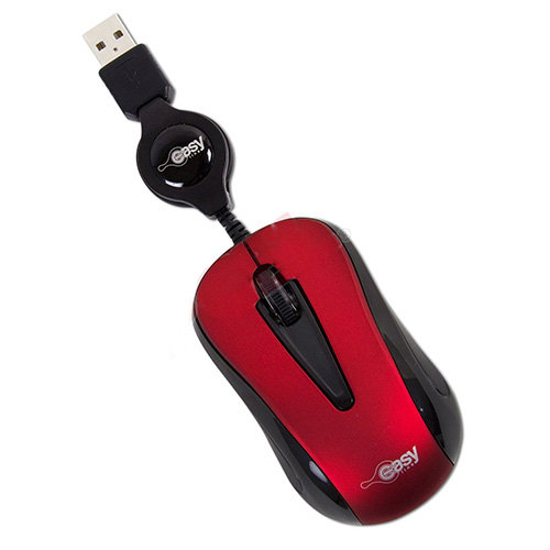 Mini Mouse Óptico Easy Line EL-993353 – Alámbrico – USB – Retráctil – Rojo – EL-993353