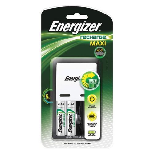 Cargador Energizer CHVCM3 – Hasta 4 Pilas – AA y AAA – Con 2 Pilas AA – CARENECHVCM