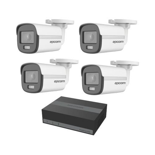 Kit de Vigilancia Epcom EKIT04CV/A – DVR 4 Canales – 4 Cámaras Bala – Fuente de Poder – Accesorios – EKIT04CV/A