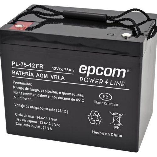 Batería Epcom PL7512-FR – De Ciclo Profundo – 12 Vcc – 75 Ah – Con Retardo a La Flama – PL7512-FR