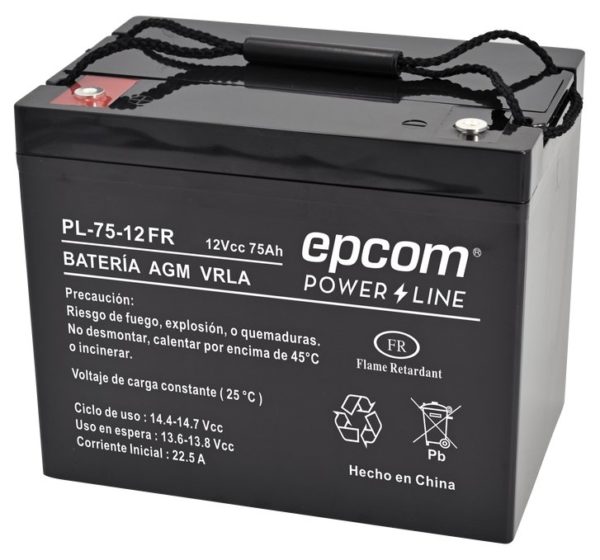 Batería Epcom PL7512-FR - De Ciclo Profundo - 12 Vcc - 75 Ah - Con Retardo a La Flama - PL7512-FR