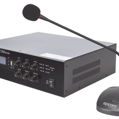 Kit de Amplificador Epcom SFB120/MIC – Amplificador SF-B120 – 120w – Micrófono de Escritorio SF-621A – SFB120/MIC