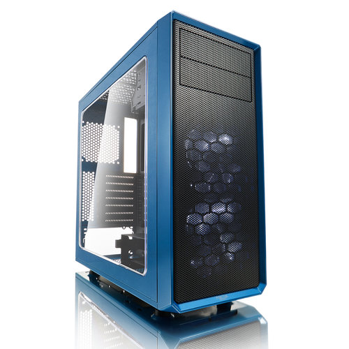Gabinete Fractal Design Focus G – ATX/ ITX/ M-ATX – 2 Ventiladores Frontales – Panel lateral – Azul – FD-CA-FOCUS-BU-W
